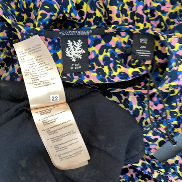 Scotch and soda multicolor print lined ruffled long sleeve short dress Sa XS NWT - Picture 11 of 11